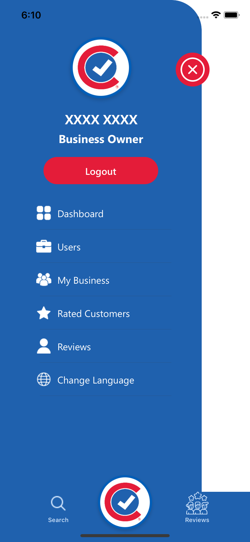 Business owner Menu - My Customer Check